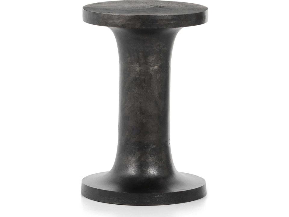 Marlow Gino Round Metal Raw Black End Table