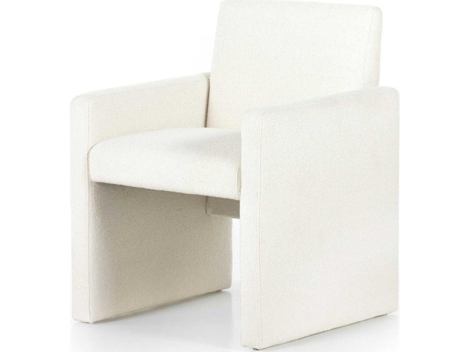 Kima Upholstered Dining Armchair in Fayette Cloud Performance Fabric