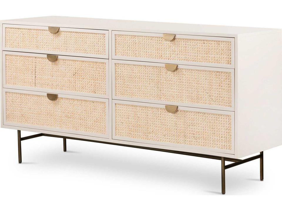 Belfast Luella 6-Drawers Beige Hardwood Double Dresser