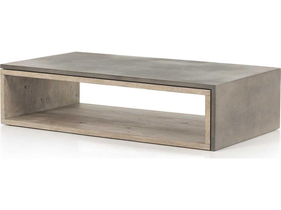 Bina Faro Rectangular Washed Natural Veneer Dark Grey Concrete Coffee Table