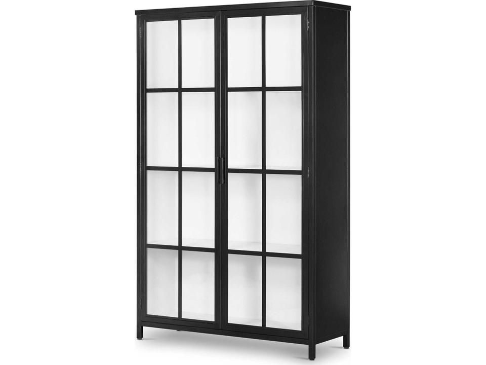 Bolton Lexington Black Tempered Glass White Display Cabinet