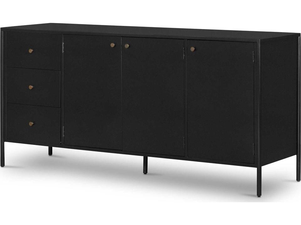 Soto Iron Sideboard in Black with Weathered Bronze Hardware