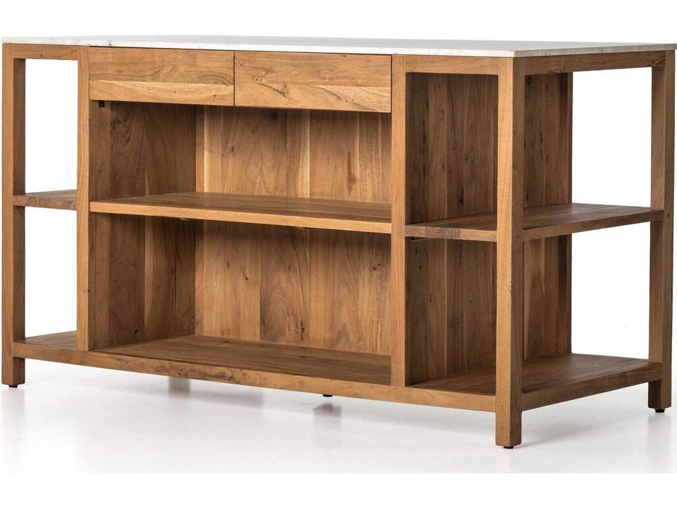 Truett Indira White Marble Kitchen Island
