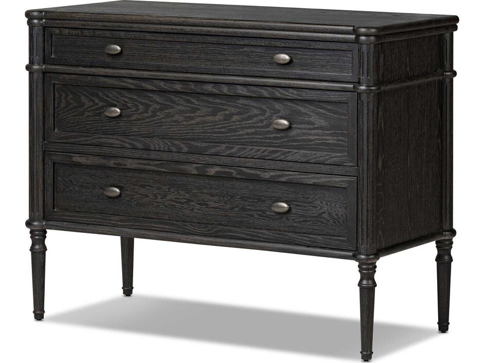 Toulouse Distressed Black Oak Veneer Chest with Varied Drawers