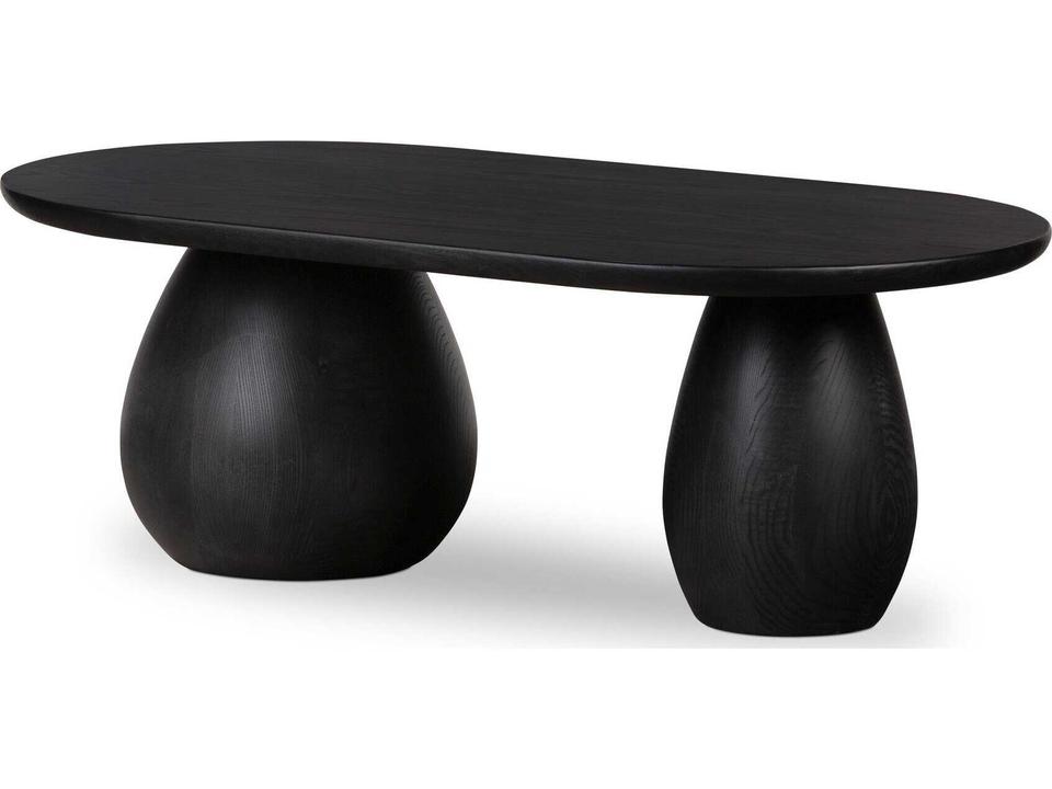Belfast Merla Oval Wood Black Wash Ash Veneer Coffee Table