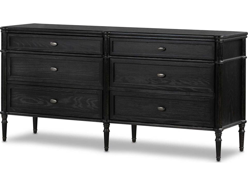 Collins Toulouse 6-Drawer Dresser in Distressed Black Oak