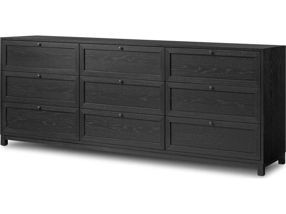 Millie 9 Drawer Dresser in Drifted Matte Black Oak Veneer