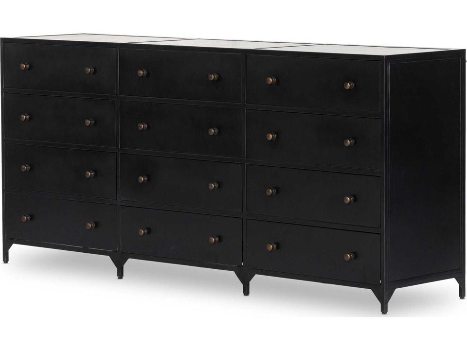 Belmont 12-Drawer Dresser Black Iron with Bronzed Knobs