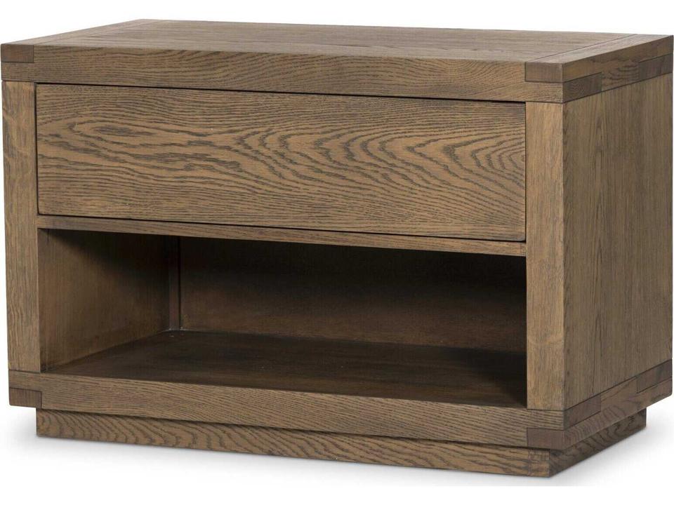 Bennett 1-Drawer Brown Oak Wood Nightstand