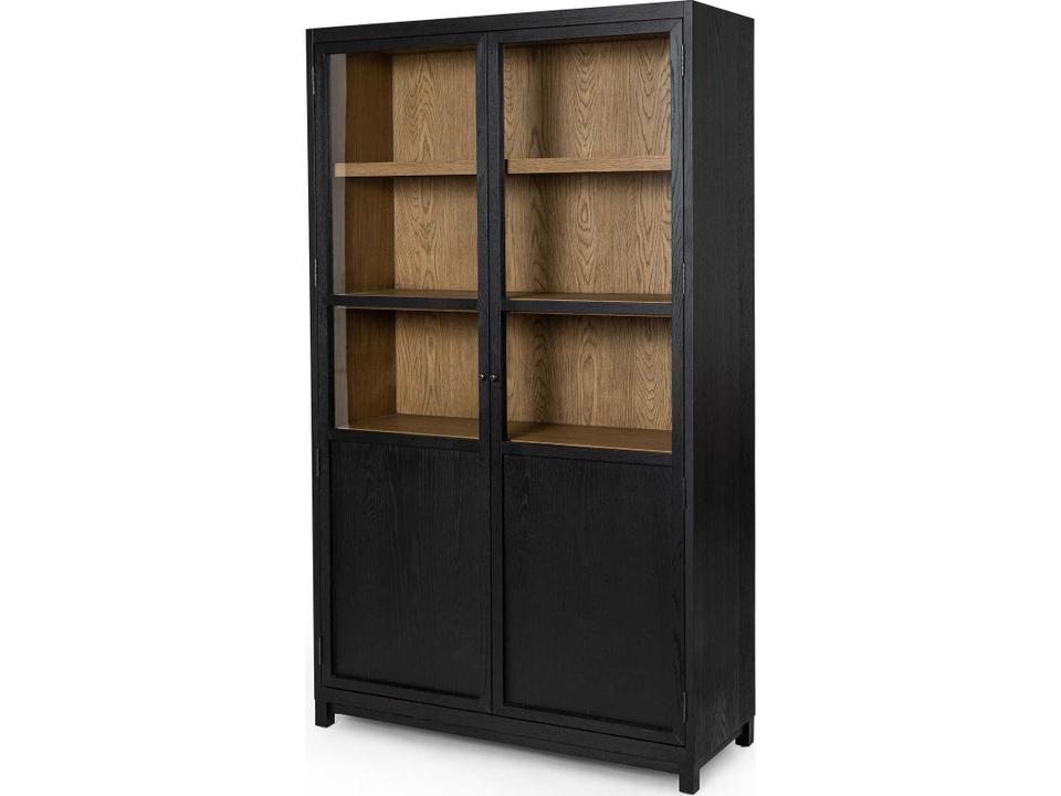 Irondale Millie Oak Wood Display Cabinet Drifted Matte Black