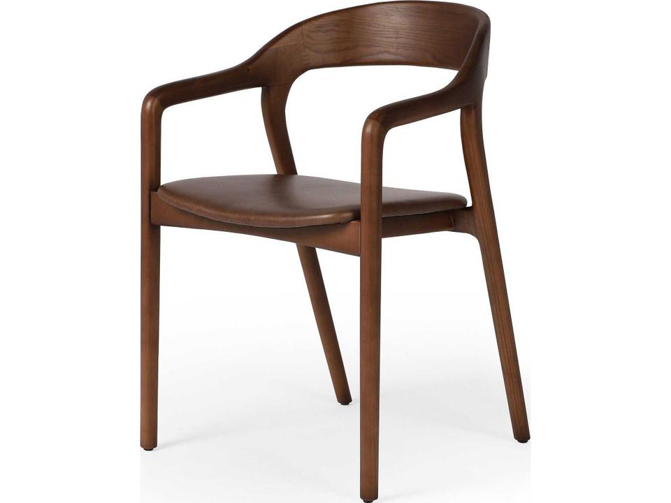 Amare Top Grain Leather Dining Armchair in Sonoma Coco and Umber Ash