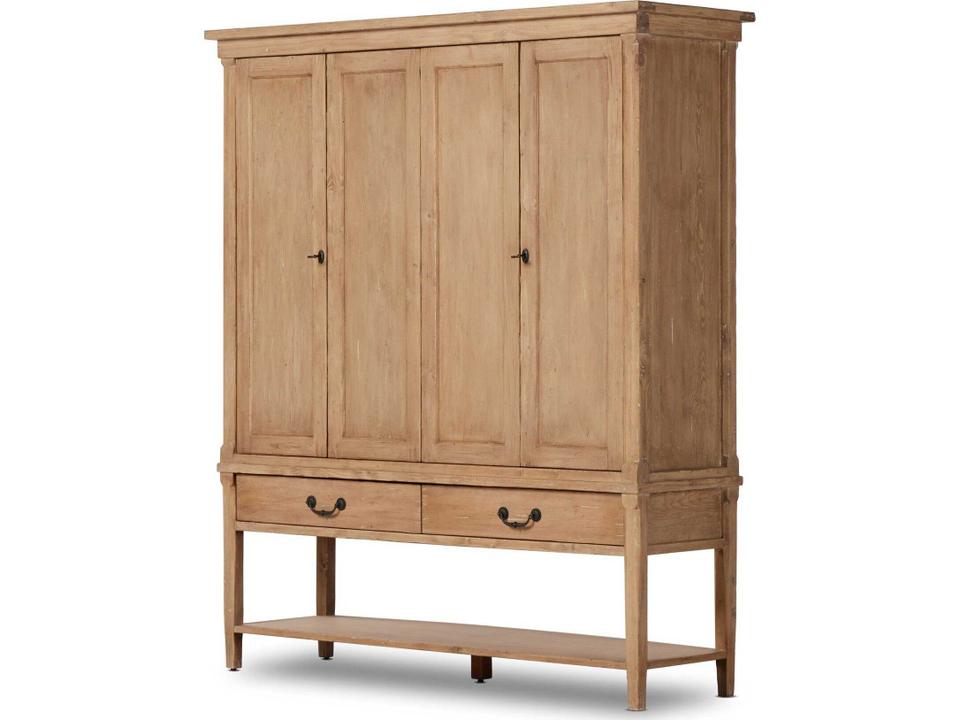 Cordella Brimley Pine Wood Aged Light Distressed Copper Display Cabinet