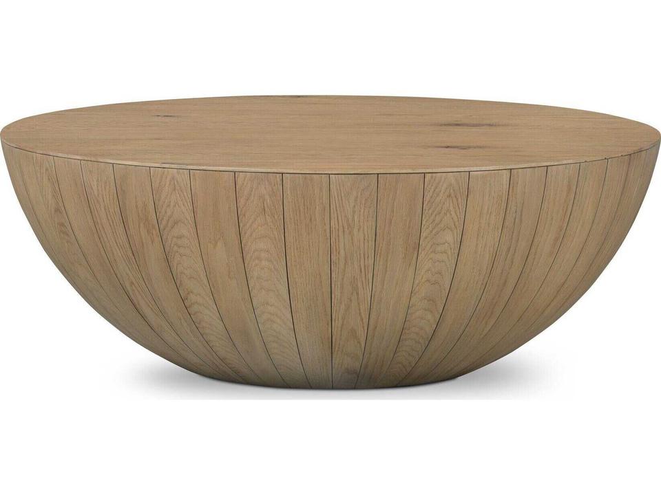 Bina Ryan Natural Resawn Oak Round Wood Oak Coffee Table