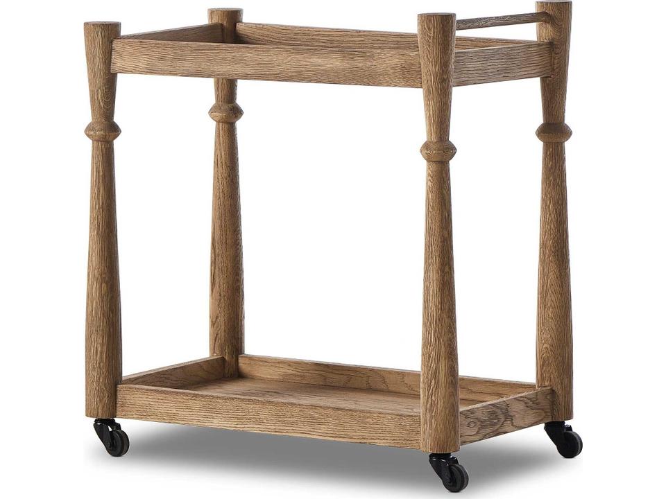 Aiden Wood Brown Light Wash Oak Bar Cart