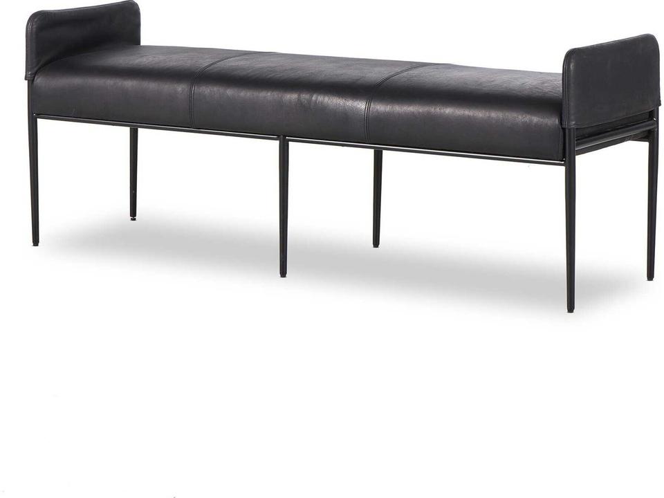 Ashford Heirloom Black Midnight Iron Leather Accent Bench