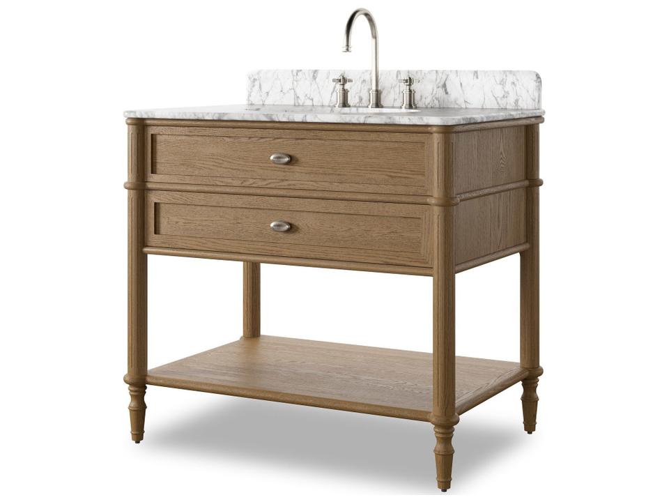 Toulouse Single Vanity Washed Blonde Oak Veneer