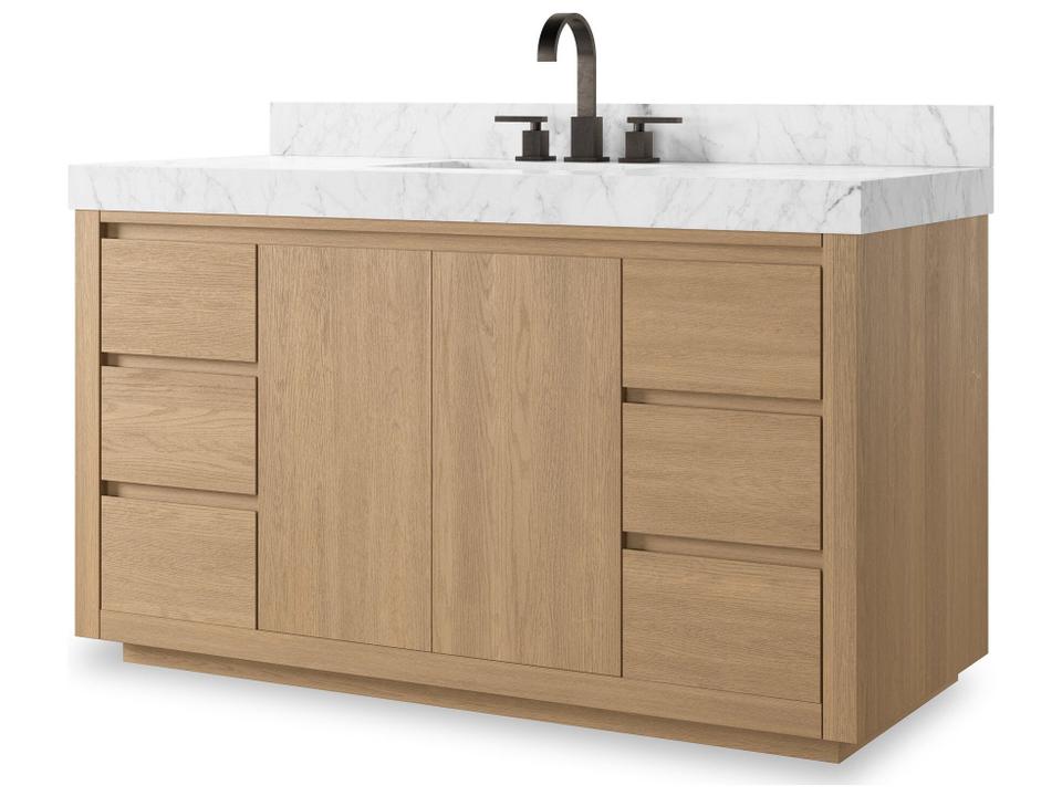 Everett Single Wide Vanity Satin Light Wash Oak