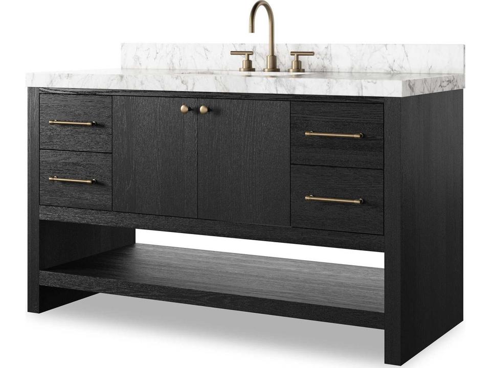 Anthem Single Wide Vanity - Black Wash Oak Veneer