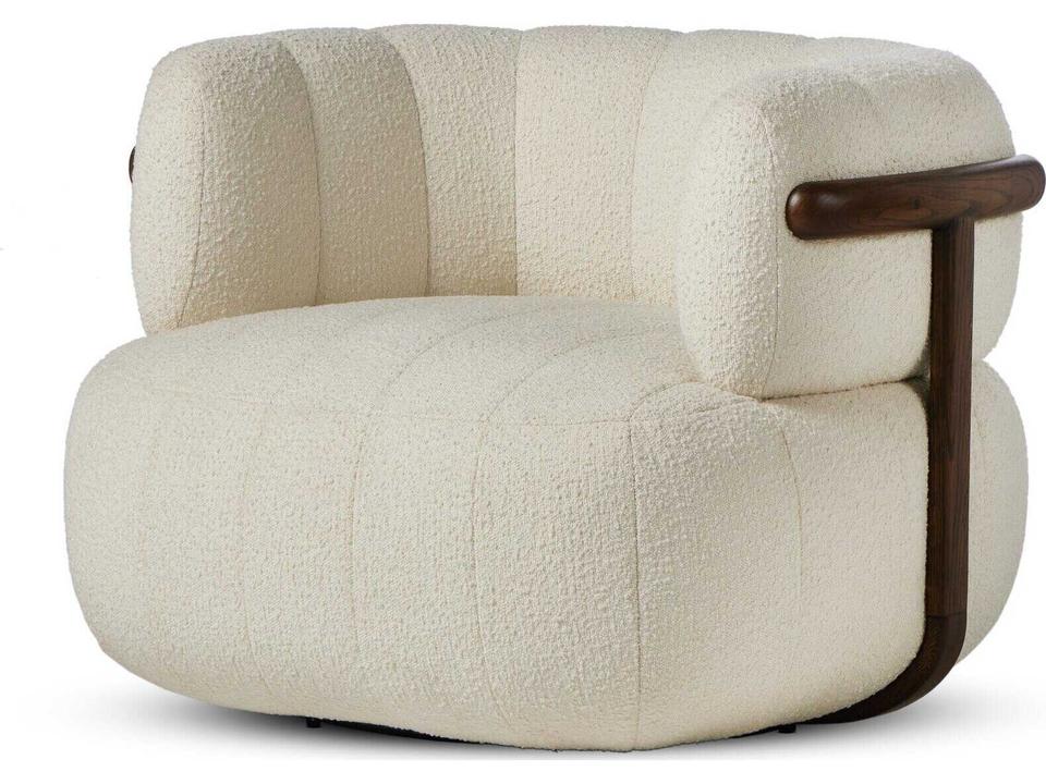 Doss Swivel Accent Chair in Altro Snow Fabric and Oak
