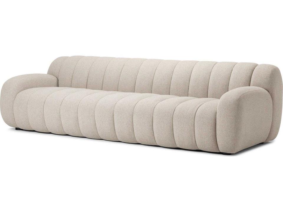Oslo Weslie Flax Black Parawood White Upholstered Sofa