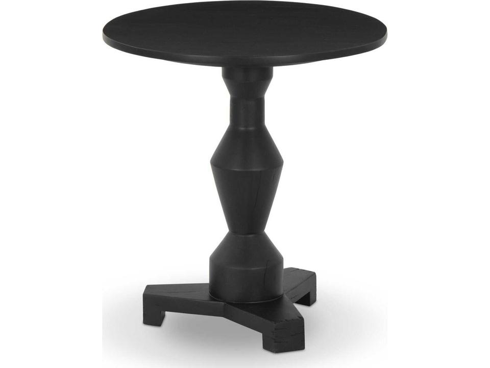 Rivi Round Wood End Table Harmon Sculptural Pedestal Base