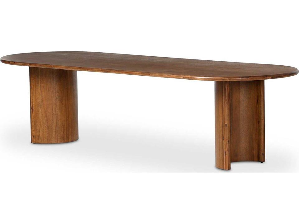 Paden 118-Inch Oval Dining Table in Seasoned Brown Acacia