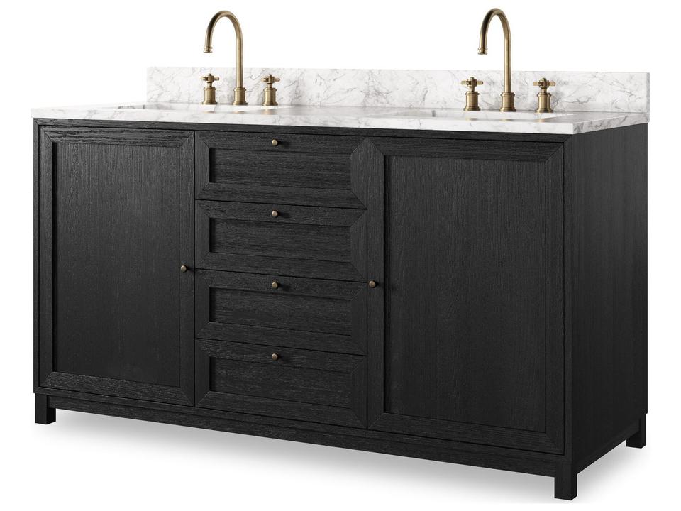 Millie Double Vanity Satin Drifted Black Veneer