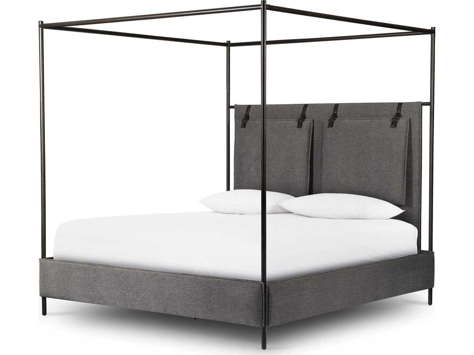 Irondale Leigh King Canopy Bed in San Remo Ash and Waxed Black