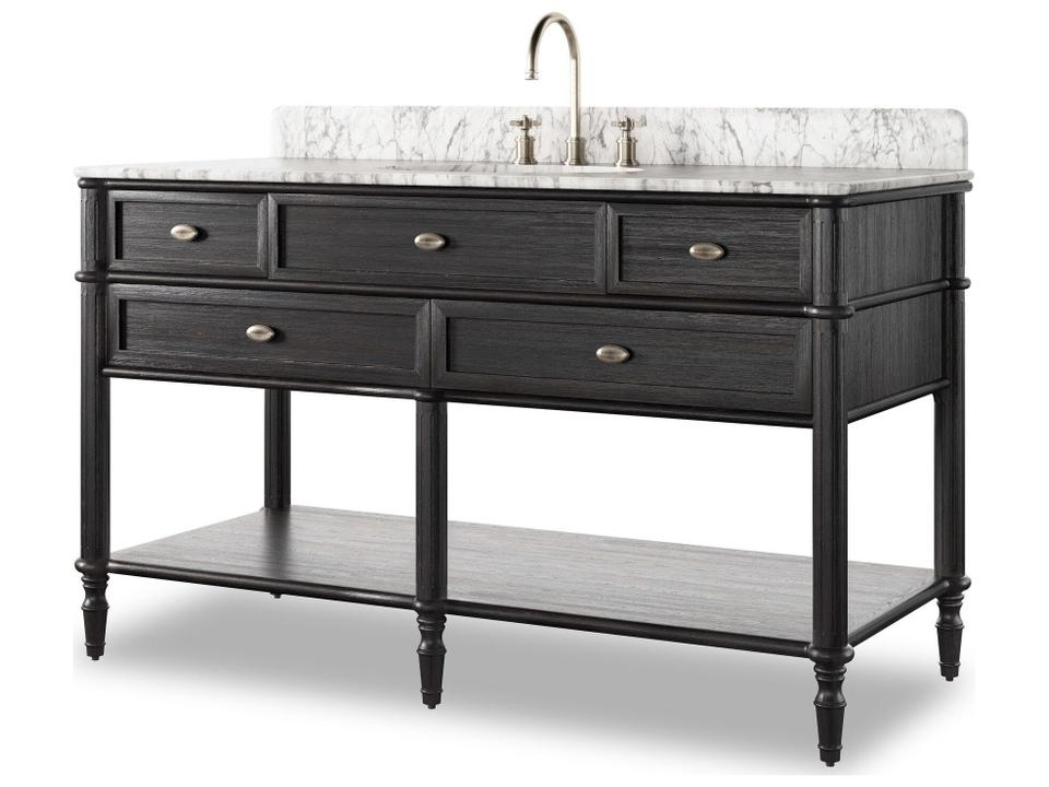 Toulouse Single Wide Vanity Satin Black Veneer