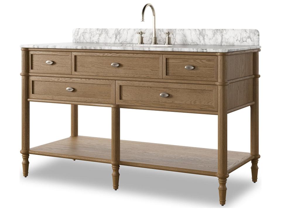 Toulouse Single Wide Vanity Washed Blonde Oak Veneer