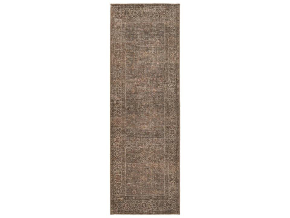 Lucca Bordered Runner Area Rug in Attilio Bark with Power-Loomed Polyester Jute