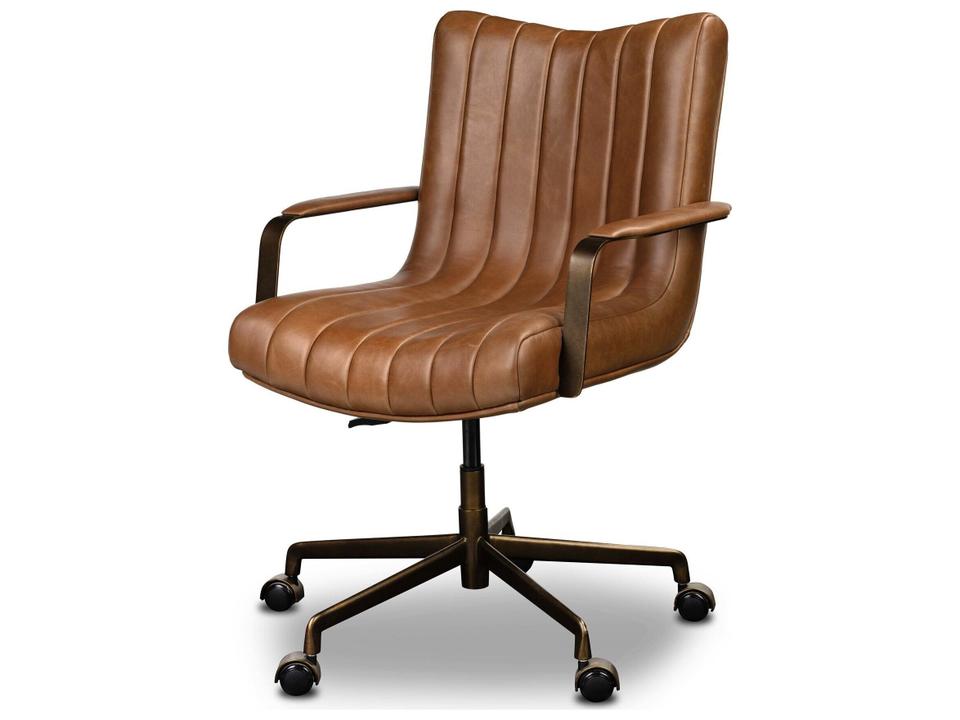 Bolton Brown Leather Adjustable Swivel Executive Desk Chair