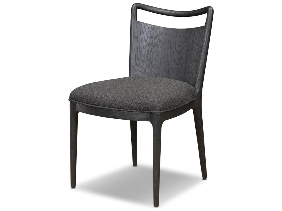 Agency Oak Wood Black Upholstered Armless Dining Chair