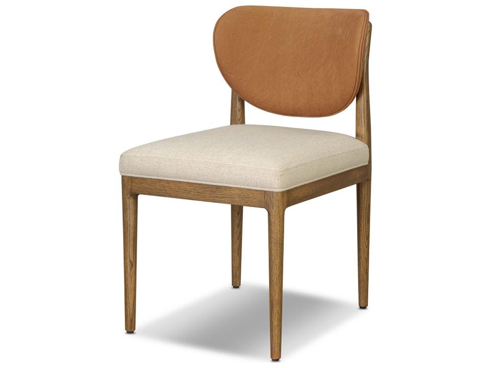 Arlow Upholstered Armless Dining Chair in Amber Oak and Antwerp Natural