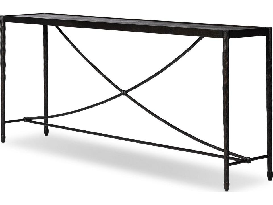 Westgate Jade Rectangular Metal Console Table in Textured Bronze