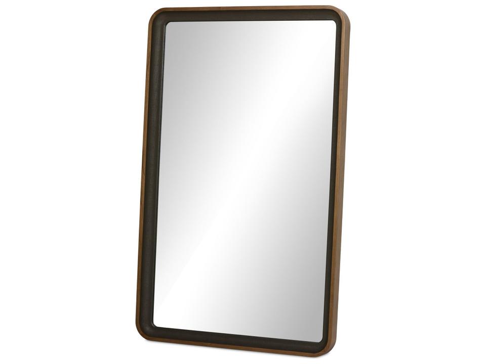 Callahan Arno Grand Floor Mirror Amber Sungkai Solid with Lacquered Dark Green Linen