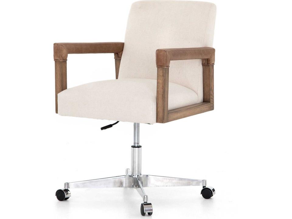 Abbott White Upholstered Swivel Computer Office Chair