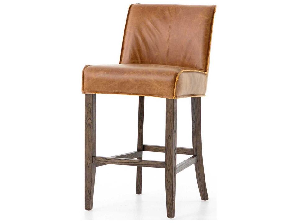 Aria Leather Counter Stool in Sienna Chestnut and Warm Nettlewood