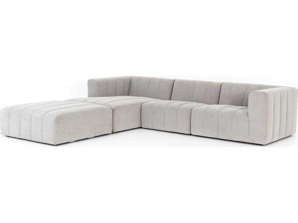Grayson Langham 3 Piece Left Arm Facing Modular Performance Fabric Sectional with Ottoman