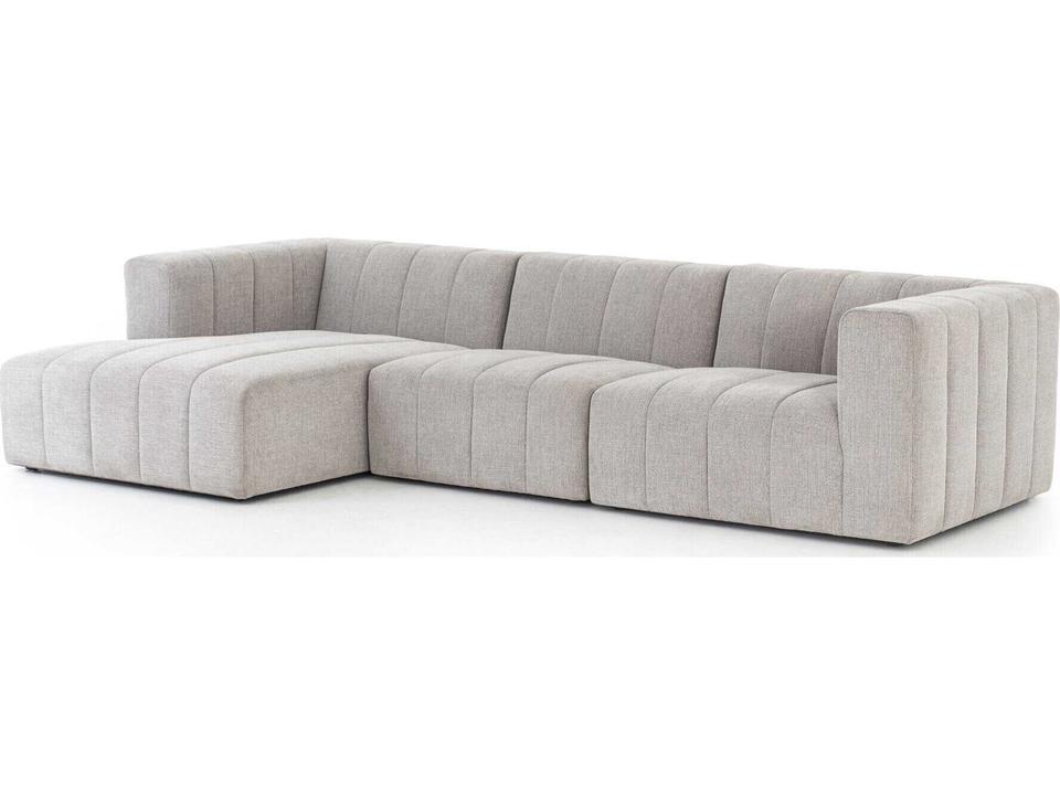 Langham Channeled 3-Piece Left Arm Facing Modular Sectional in Napa Sandstone