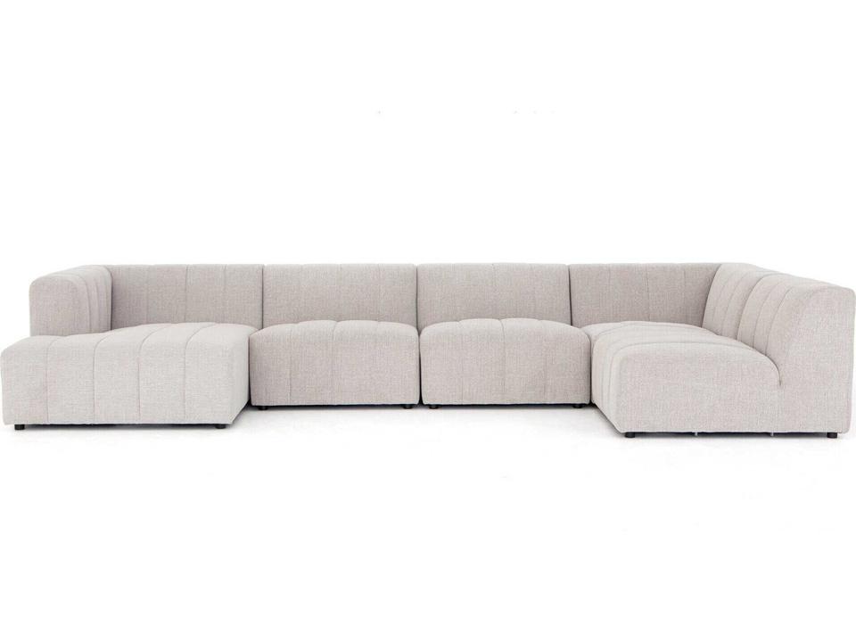 Grayson Langham 5-Piece Modular Upholstered Sectional Sofa in Napa Sandstone