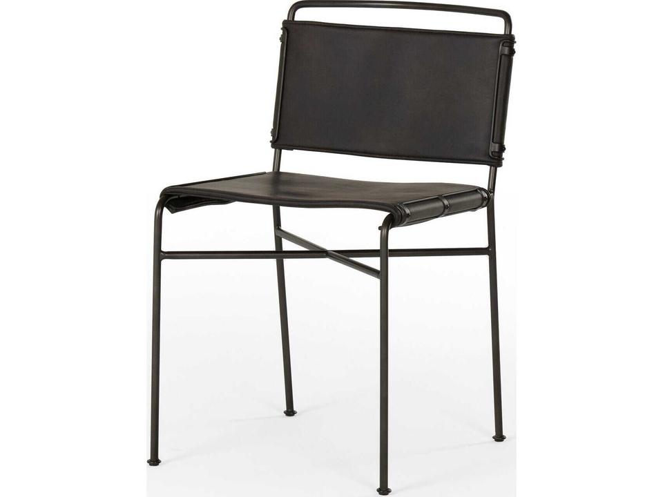 Irondale Wharton Upholstered Dining Side Chair in Distressed Black