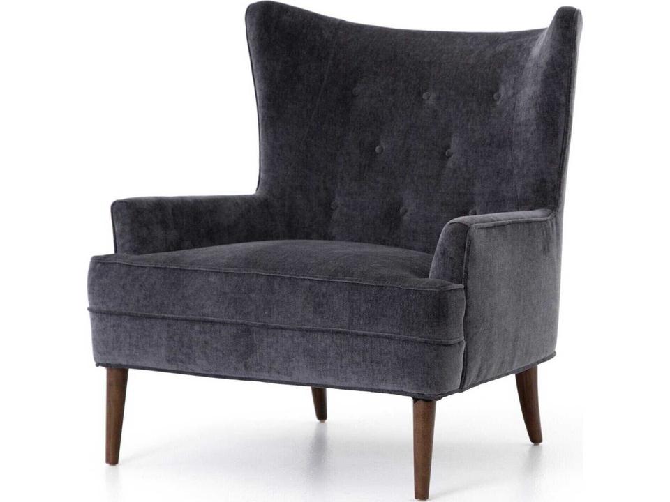 Clermont Upholstered Accent Chair in Charcoal Worn Velvet