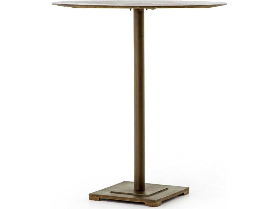 Fannin 32-Inch Round Counter Table in Aged Brass with Acid Etched Top