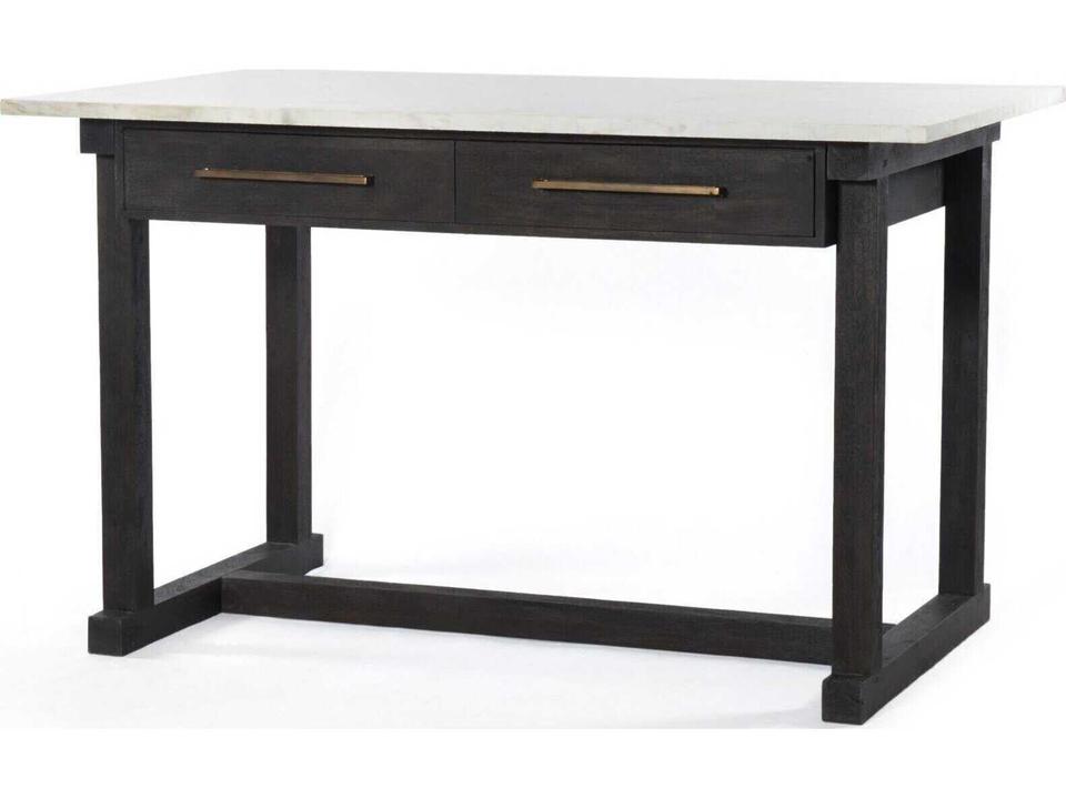 Cayson Rectangle Counter Table in Dark Anthracite and Polished White Marble