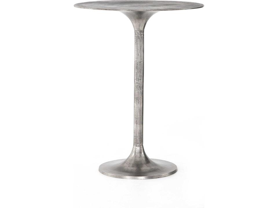 Simone 32-Inch Round Bar Table in Raw Antique Nickel