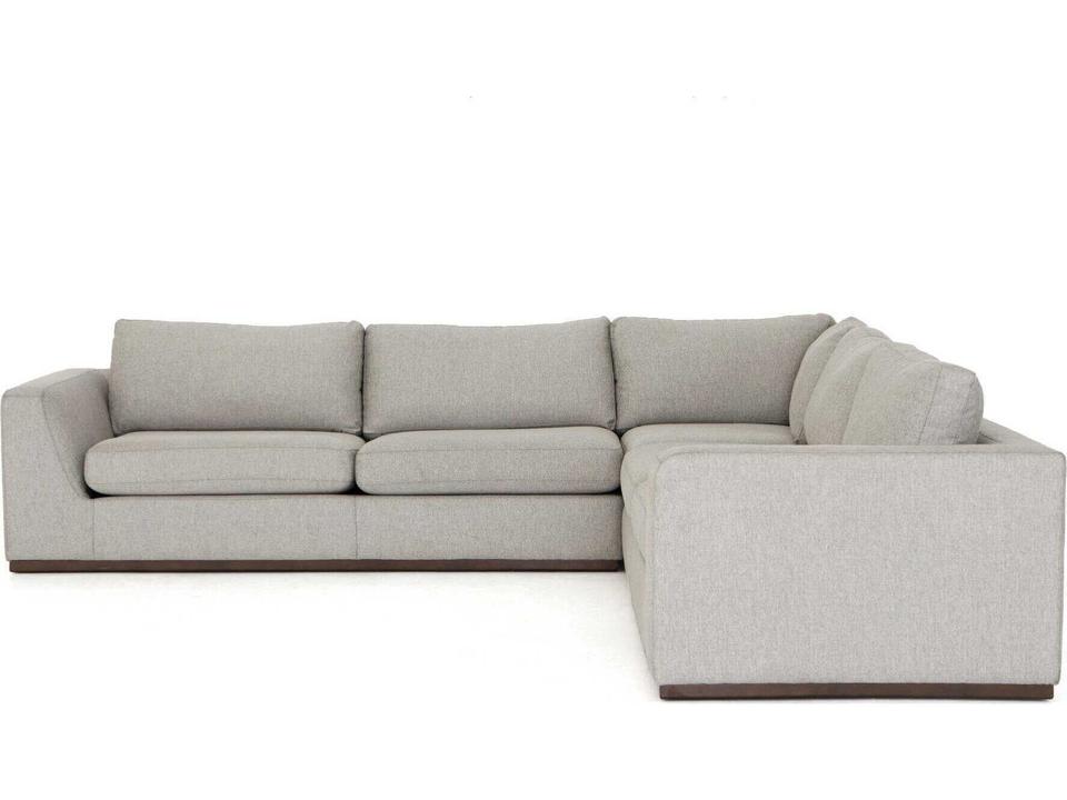 Colt 3-Piece Modular Poly Linen Blend Sectional Sofa in Aldred Silver