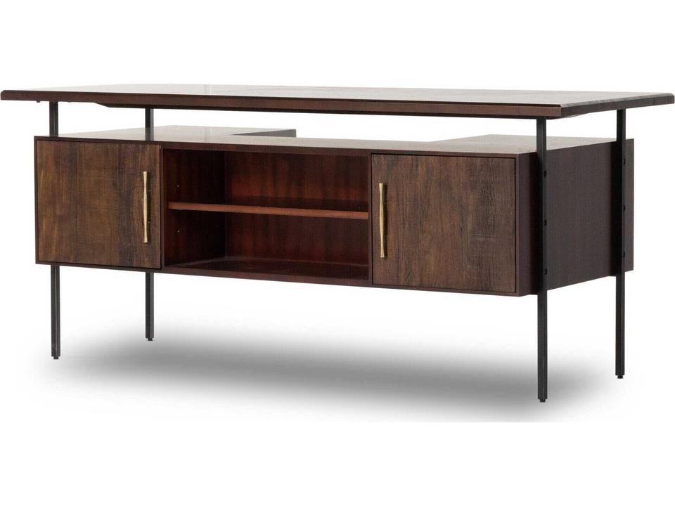Bina Lauren Brown Acacia Wood Executive Desk