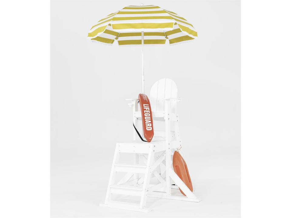 Frankford Outdoor Umbrellas Lifeguard Silver Anodized Centerpole Outdoor Umbrella - Fiberglass Ribs - Striped Fabric