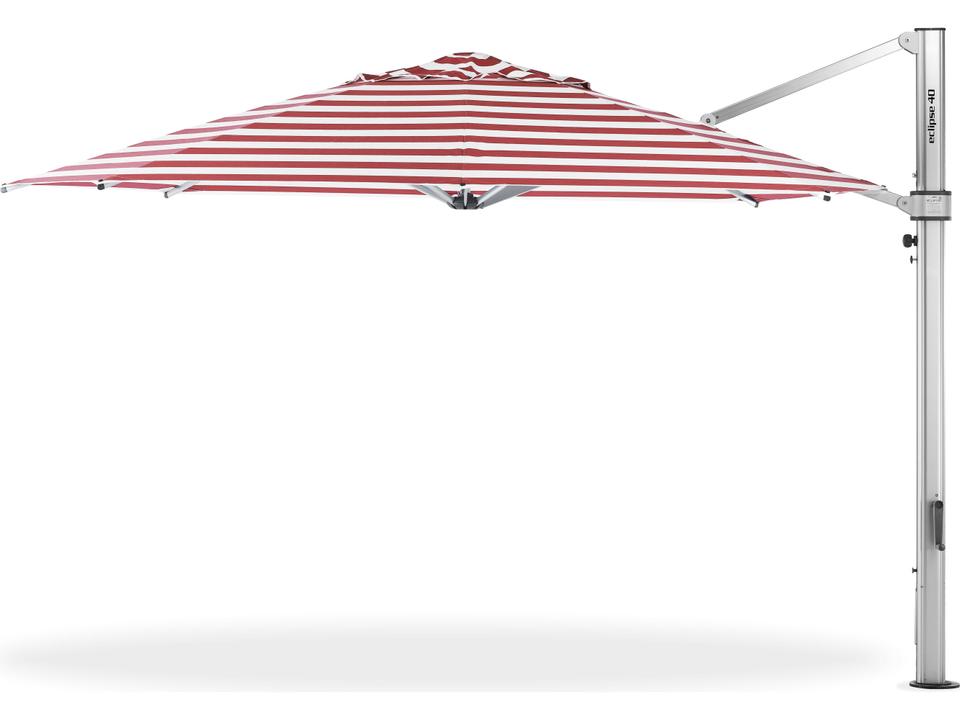 Frankford Eclipse Commercial Cantilever 13 Foot Octagon Crank Lift Patio Umbrella - Special Order Striped Fabric